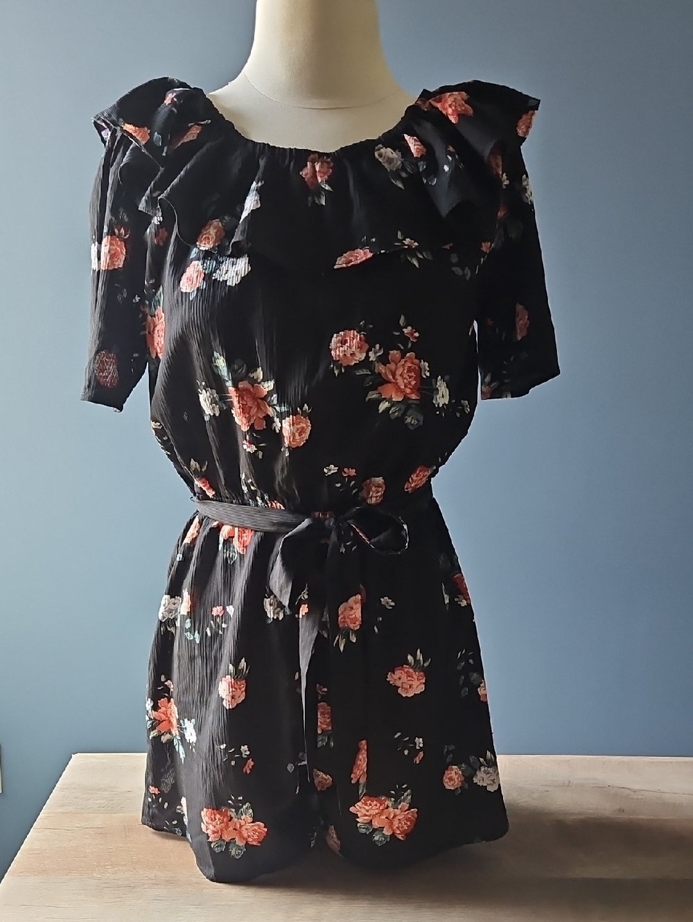 Fashion Union Black Floral Romper Size 8